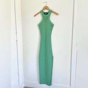 SER.O.YA sofie dress / green racer back ribbed bodycon maxi dress / size S